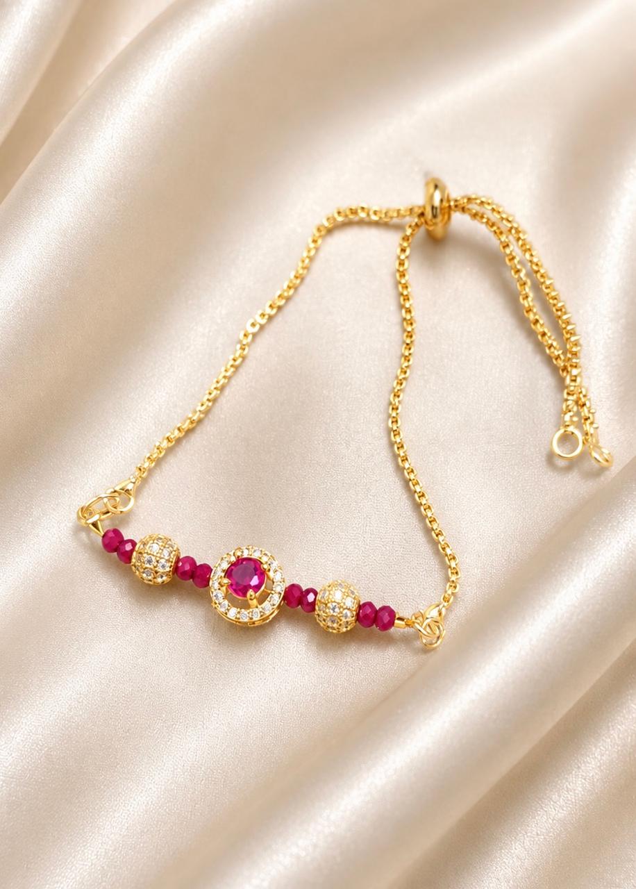 Pink AD Stone Adjustable Bracelet 